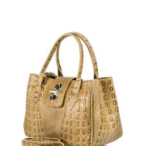 Small Genuine Leather Croc Embossed Tote Handbag